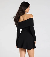Chic Staple Ribbed Knit Skater Dress