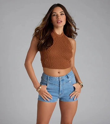 The Open Cable Knit Halter Top