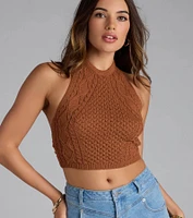 The Open Cable Knit Halter Top