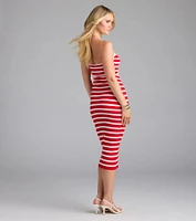 Exceptional Cutie Striped Cutout Midi Dress