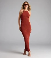 Going Places Lace-Up Knit Maxi Dress