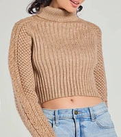 Snuggle Weather Turtleneck Crop Knit Sweater