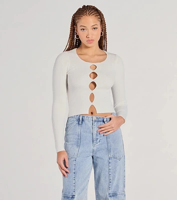 Made The Cutout Long Sleeve Sweater Crop Top