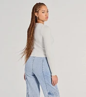 Made The Cutout Long Sleeve Sweater Crop Top
