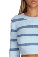 Stripe Away Cropped Pullover Sweater