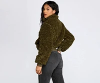 Faux Fur Zip Front Jacket