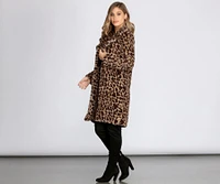 Leopard Long Line Faux Fur Coat