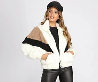 Ready To Go Chevron Faux Fur Jacket