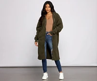 Chic and Cozy Oversized Teddy Trench Coat