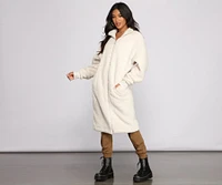 Chic and Cozy Oversized Teddy Trench Coat