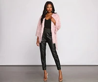 Shaggy Knit Tie Waist Jacket