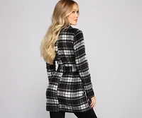 Preppy Plaid Belted Coat