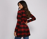 Preppy Plaid Belted Coat