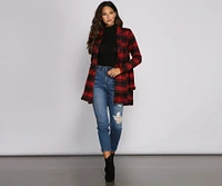 Preppy Plaid Belted Coat