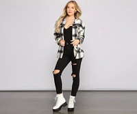 Falling For Cozy Vibes Plaid Sherpa Jacket