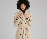 Locking Knit Down Sherpa Long Trench Coat