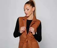 City Girl Faux Wool Trench Vest
