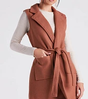 Chill Day Faux Wool Belted Vest