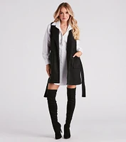 Chill Day Faux Wool Belted Vest