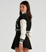 B For Babe Crop Letterman Jacket