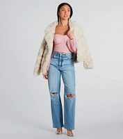 Top Trendsetter Textured Faux Fur Coat