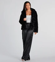 Top Trendsetter Textured Faux Fur Coat