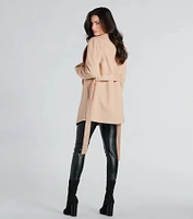 Trending Charm Faux Wool Belted Trench Coat