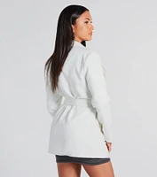 Trending Charm Faux Wool Belted Trench Coat
