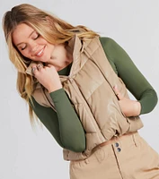 Hit The Slopes Faux Leather Puffer Vest