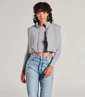 Cozy Vibes Knit Cropped Puffer Vest