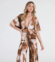 Off To Paradise Tie-Front Crop Top