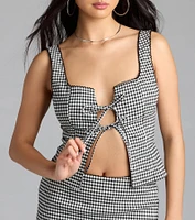 Sunny Day Ready Gingham Tie Front Vest