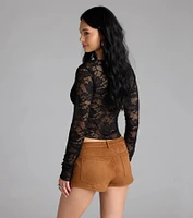 Delicate Flair Floral Lace Tie-Front Top