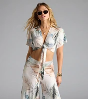 Mornings Tulum Tropical Tie-Front Crop Top