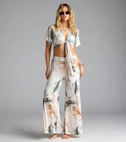 Mornings Tulum Tropical Tie-Front Crop Top