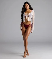 Sultry Take Tie-Front Long Sleeve Crop Top