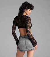 Forever Femme Sheer Lace Long Sleeve Topper