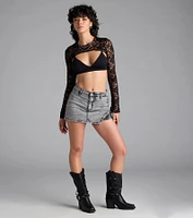 Forever Femme Sheer Lace Long Sleeve Topper