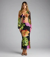 Island Muse Tropical Floral Tie-Front Top
