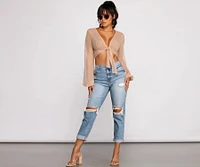 She's A Stunner Mesh Tie Front Top