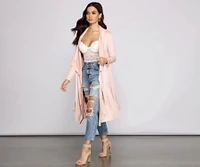 On The Town Suede Trench