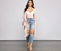 On The Town Suede Trench