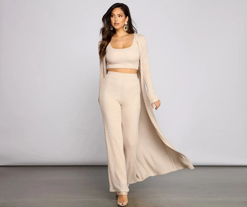Trendy Textures Long Sleeve Duster