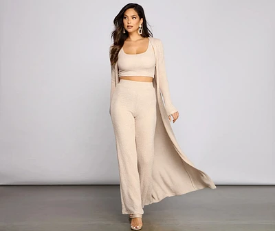 Trendy Textures Long Sleeve Duster