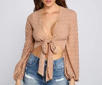 Totally Chic Eyelet Tie Front Top