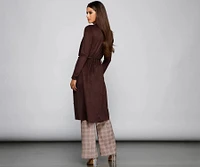 On The Town Suede Trench