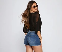Mesh Moment Tie-Front Top