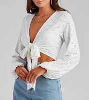 Step Aside Eyelet Tie-Front Top
