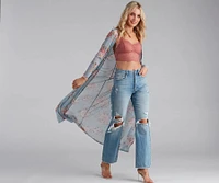 Spring Floral Long Sleeve Duster