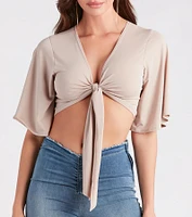 Kimono Sleeve Tie Front Top